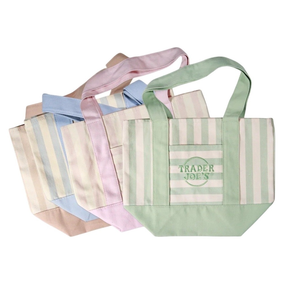 TRADER JOE'S Mini Canvas Tote Bag Striped Unisex Reusable Shopper CHOOSE 1 COLOR